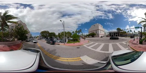 360 vr motion footage driving Miami Beach Washington Avenue Stock Footage 86177315