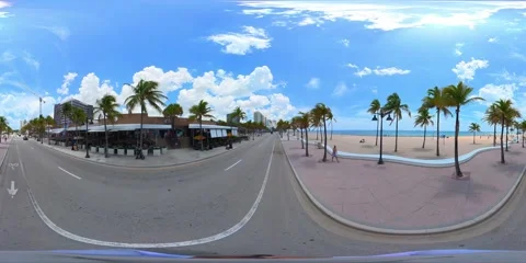 360 VR motion tour Fort Lauderdale A1A bike lane Video stock 340040932