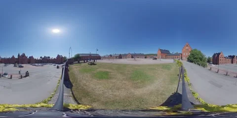 360 VR - Old Brick Buildings and Courtyard Stock Footage 135235228