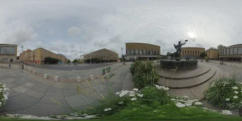 360 VR Poseidon statue, Famous Landmark, Central Gothenburg Sweden Video stock 122334963