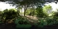 360 VR Relaxing corner with bench under tree shadow path 4k or 4k+ Resolution