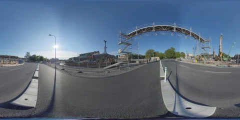 360 VR - Road with Traffic Next to Construction Site Stock Footage 132667323