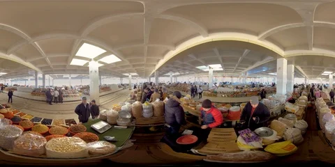 360 Vr Samarkand Bazaar Stock Footage
