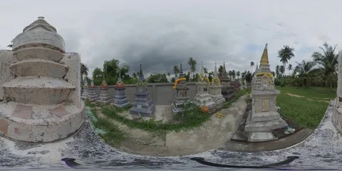 360 VR - Several holy small stupas with beautiful decorations in Thailand Stock Footage 119407359
