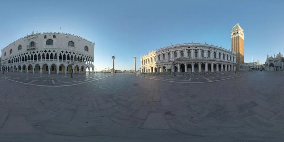 360 VR St. Marks Square overlooking lagoon. Venice landmark, Italy Photos