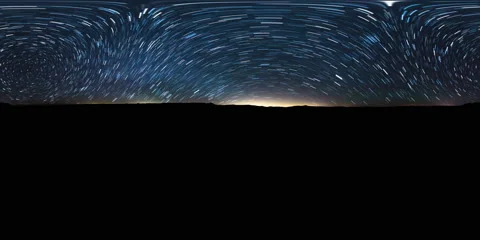 360 VR Startrails of Milky Way Galaxy and Polaris North Star 06 Northern Stock Footage 159488156