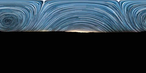 360 VR Startrails of Milky Way Galaxy and Polaris North Star 04 Northern Stock Footage 167526327