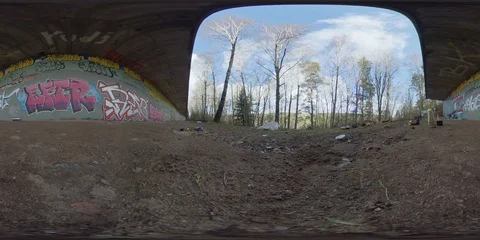 360 VR Suburb Beer Cans, Graffiti Wall Background Stock Footage 129490728