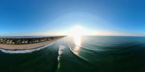 360 VR Summer Over The Beach In North Carolina Drone Footage Stock Footage 221500249