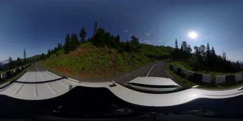 360 VR The SUV drives along the highway along the forest Stock Footage 167287770