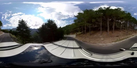 360 VR An SUV drives on a highway in clear weather, top view Stock Footage 167338124