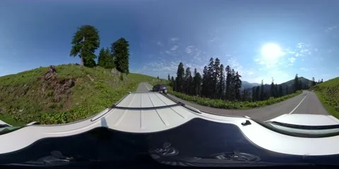 360 VR The SUV drives on the road along the fields and trees Stock Footage 167288638