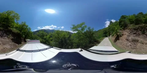 360 VR SUV driving along the highway along the forest Video stock 167619699