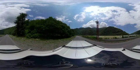 360 VR SUV driving along the highway along the forest Stock Footage 167625163