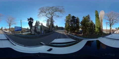 360 VR SUV driving on the road in the suburbs Stock Footage 167601540