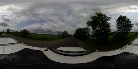 360 VR The SUV moves along the highway, a view of the beautiful clouds Stock Footage 167281594