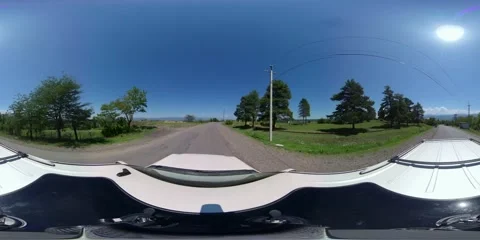 360 VR The SUV moves along the highway at high speed along the trees Video stock 167793635