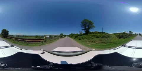 360 VR The SUV moves along the highway at high speed along the trees Stock Footage 167794373