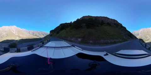 360 VR The SUV moves in the mountainous area Stock Footage 167340329