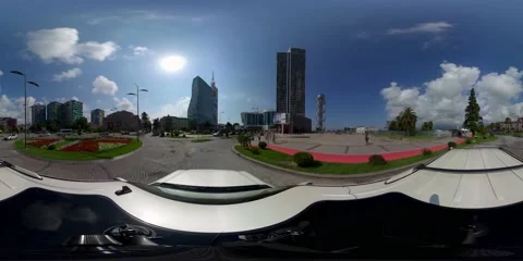 360 VR SUV moves through the city of Batumi, Georgia Stock Footage 167646286