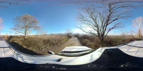 360 VR SUV rides a dirt road Stock Footage 167598593