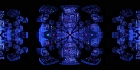 360 vr technological abstract futuristic background moving in digital cyberspace Vidéo 195692367