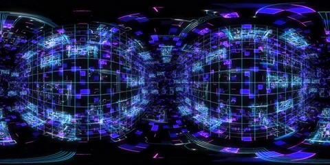 360 vr technological abstract futuristic background moving in digital cyberspace Stockbeeldmateriaal 195692454