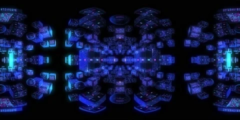 360 vr technological abstract futuristic background moving in digital cyberspace Stockbeeldmateriaal 195692504