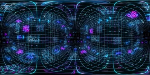 360 vr technological abstract futuristic background moving in digital cyberspace Stockbeeldmateriaal 195692545