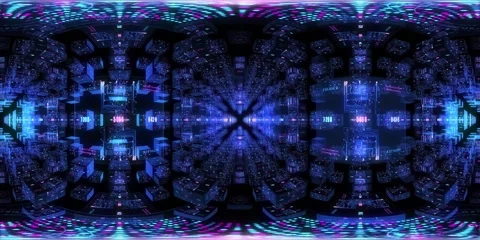 360 vr technological abstract futuristic background moving in digital cyberspace Stockbeeldmateriaal 195692709