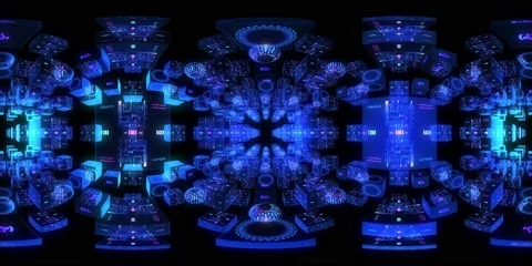 360 vr technological abstract futuristic background moving in digital cyberspace Stockbeeldmateriaal 195692805