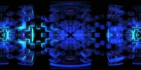 360 vr technological abstract futuristic background moving in digital cyberspace Stockbeeldmateriaal 195692903