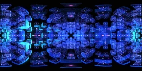 360 vr technological abstract futuristic background moving in digital cyberspace Stockbeeldmateriaal 195692923