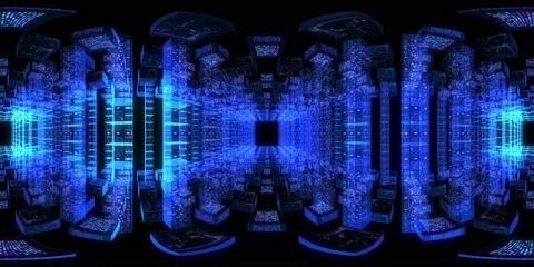 360 vr technological abstract futuristic background moving in digital cyberspace Stockbeeldmateriaal 195692969
