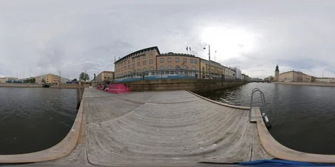 360 VR Time lapse Riverside at Gustav Adolfs square in Central Gothenburg Stock Footage 115173869
