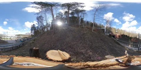 360 VR Time Lapse Tram Arrives And Leaves Station, People Commuting Stock Footage 129729982