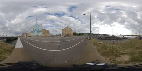 360 VR - Time Lapse Urban Bike Lane with Commuter Cycling Stock Footage 136568493