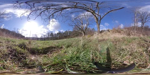 360 VR Time lapse wild countryside and moving clouds in rural landscape Stock Footage 126898997