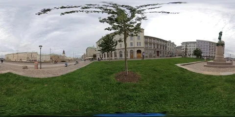 360 VR Timelapse - Central Gothenburg Busy Tram and Pedestrians Stock Footage 118139986