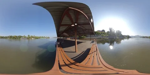 360 VR Timelapse - Fast flowing river and pavillion in Thailand Stock Footage 118756220