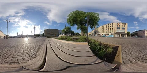 360 VR - Timelapse View from Bench, Brunnsparken Central Square, Gothenburg Stock Footage 135645770