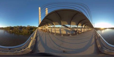 360 VR on top of bridge over the Brisbane River Queensland Australia Stock Footage 116465178