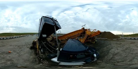360 VR Unloading Sugarbeets at Factory.2 Stock Footage 97366911