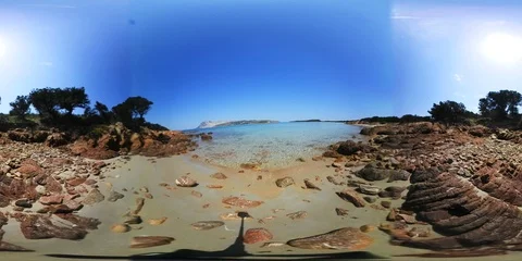 360 vr video of Capo Coda Cavallo shoreline. Sardinia, Italy Stock Footage 89364108