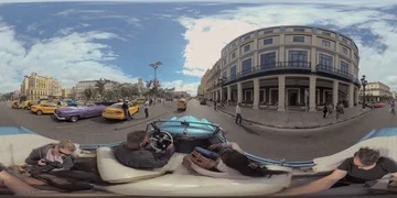 360 VR Video, drive in a classic car through central Havana Stock Footage 86064856