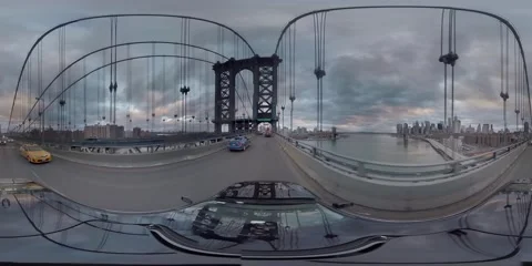 360 VR Video - Driving Across the Manhattan Bridge 4k Stock Footage 147347480