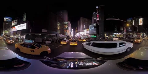 360 VR Video - Driving Through Times Square New York City at Night 4k Stock Footage
