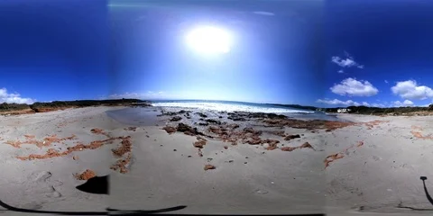 360 vr video of Le Bombarde beach on a sunny day. Alghero, Italy Stock Footage 87568376