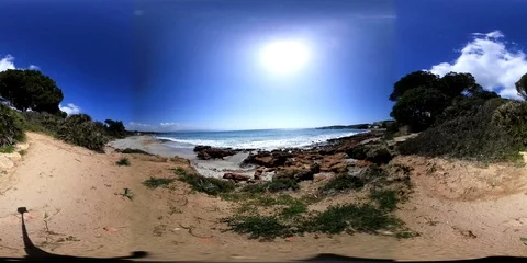 360 vr video of Le Bombarde beach on a sunny day. Alghero, Italy Stock Footage 87568459