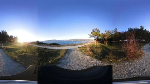 360 VR video, pine forest and Black Sea coast Stock Footage 71645448